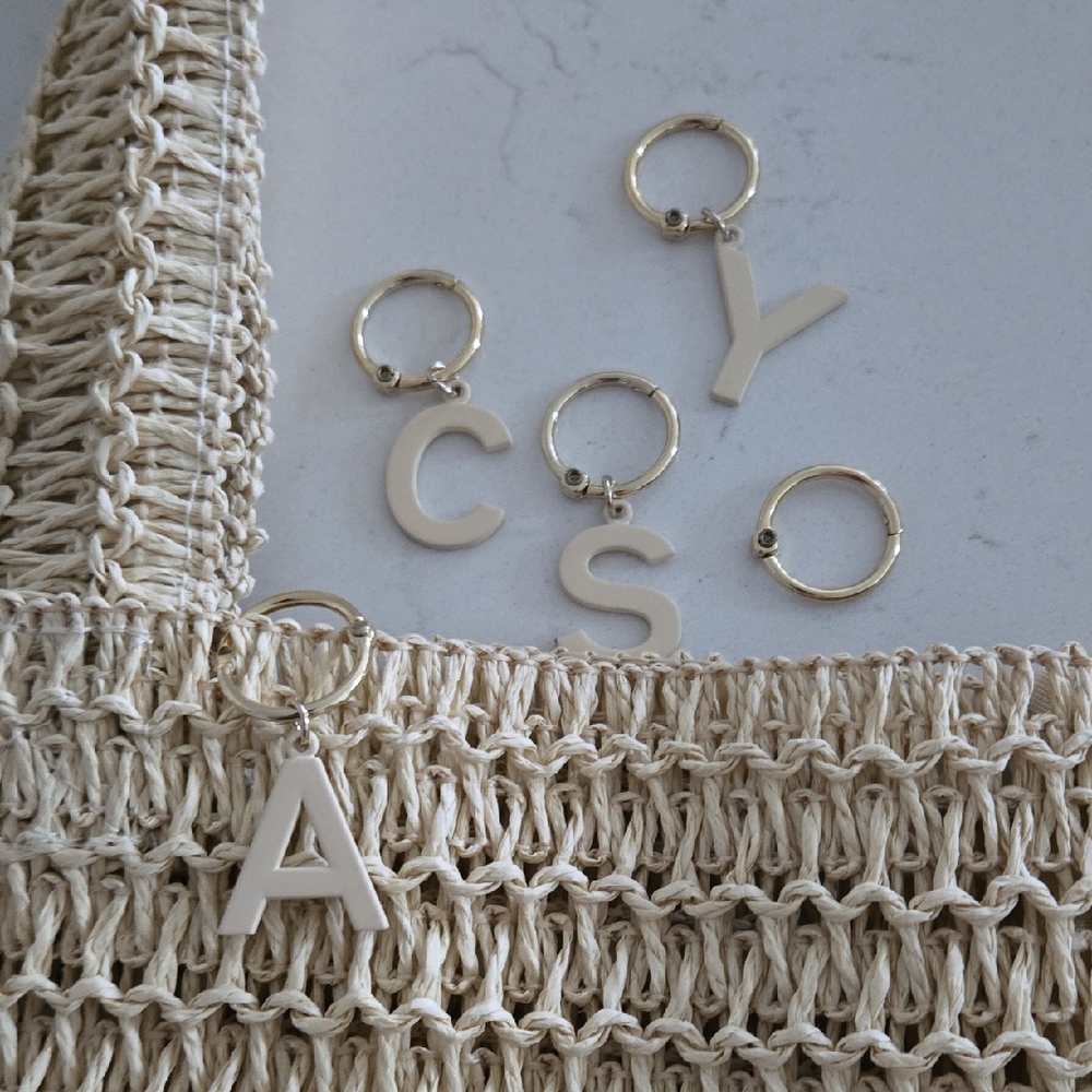 New Hanging Letter Charm W/ D- ring Clasp